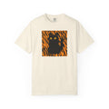 Black Cat on Orange Tiger Stripes T-Shirt