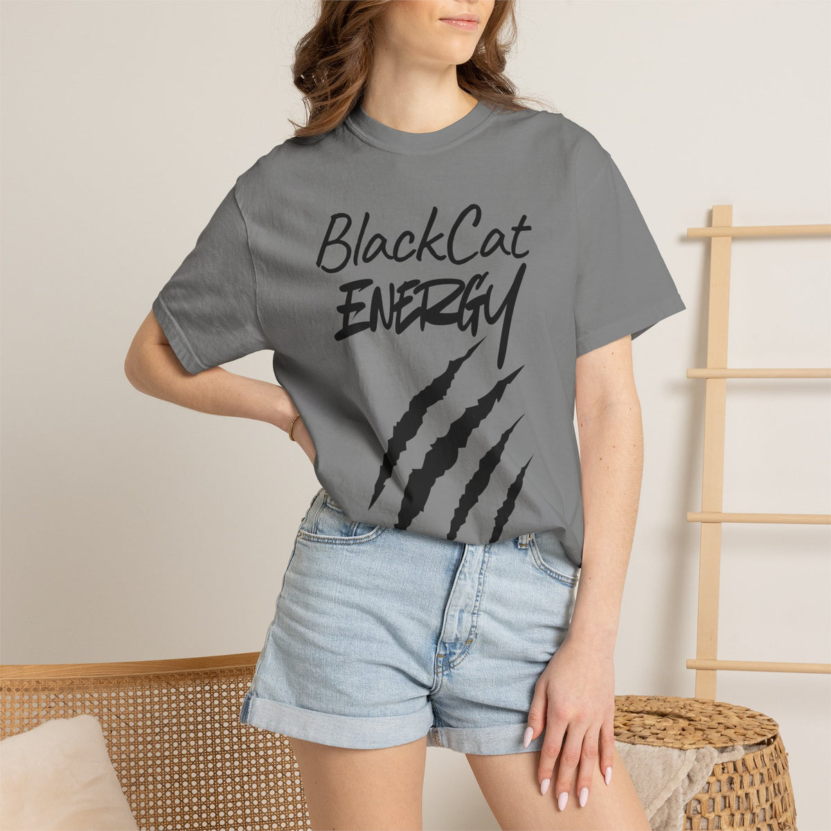 Black Cat Energy T-Shirt | Witchy Cat Lover Graphic Tee