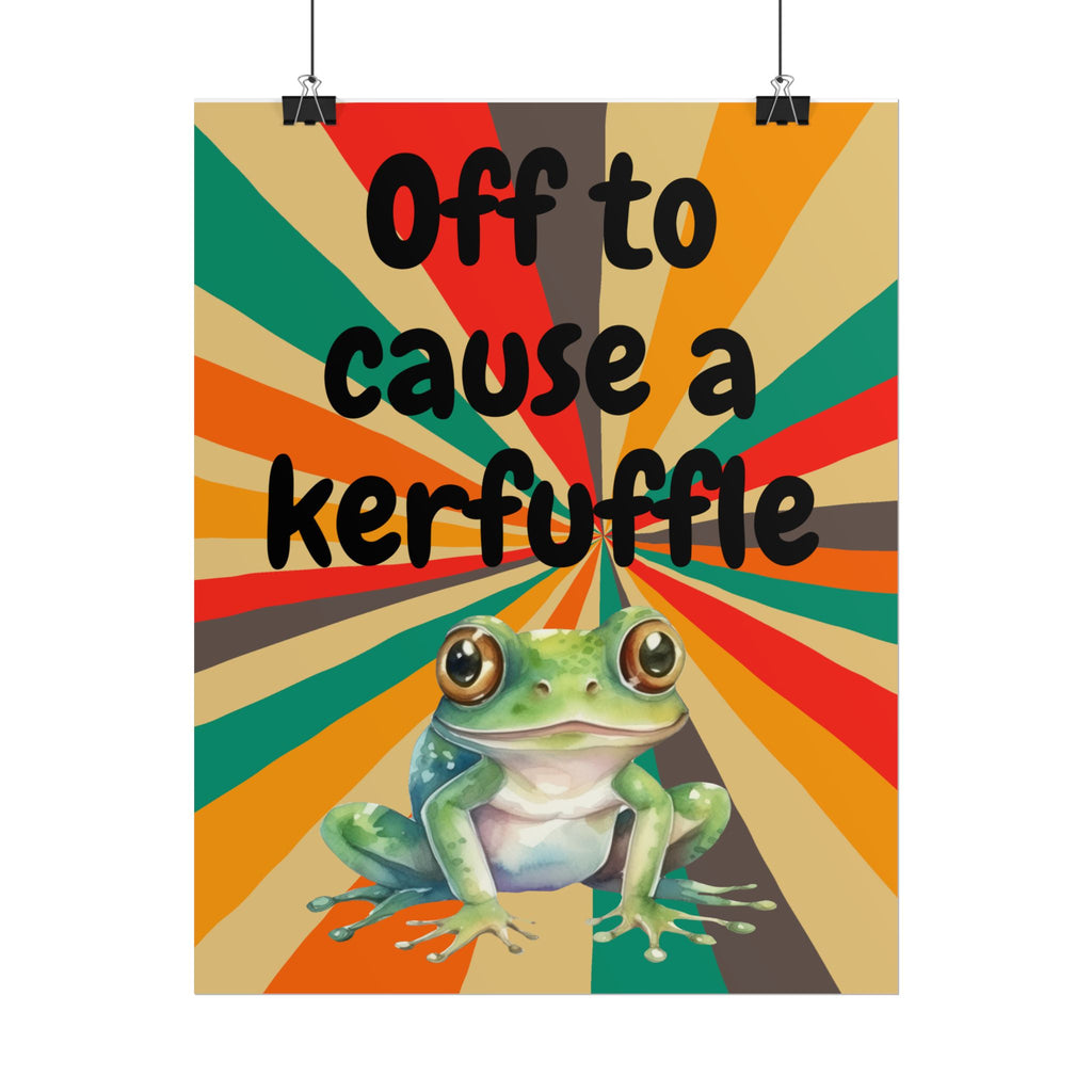 Off to Cause a Kerfuffle Frog Poster | Retro Vibe Funny Frog Wall Art