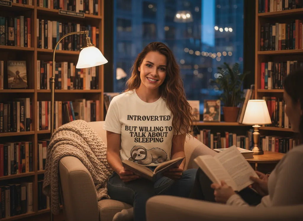 Introverted But Willing to Talk About Sleeping T-Shirt | Funny Sloth Gift Tee for Introverts