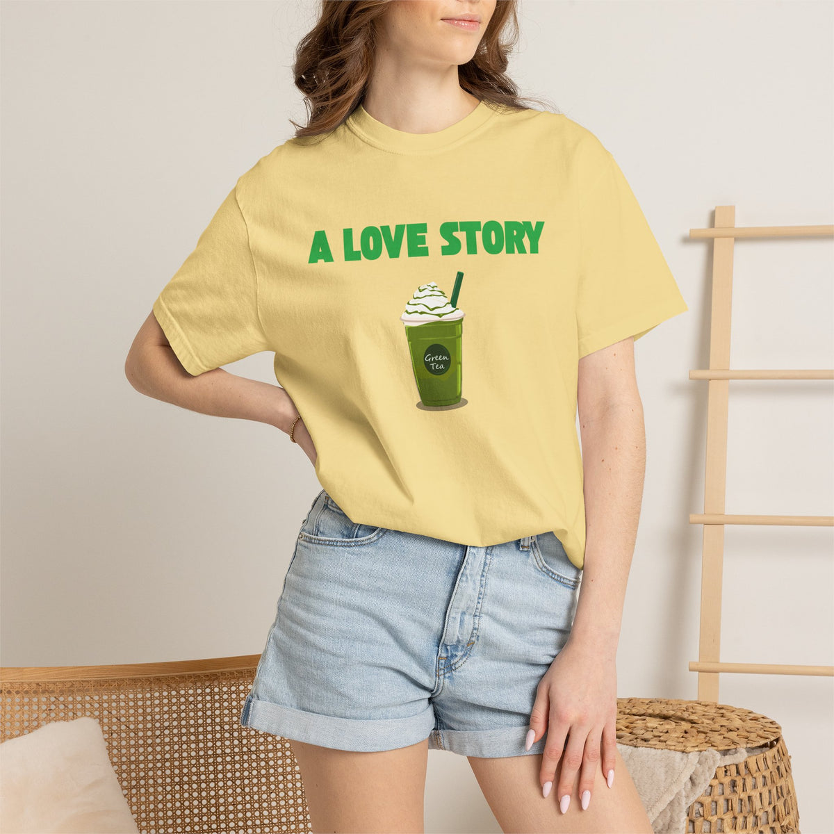 A Love Story Matcha Tee – Cute Matcha Drink Graphic T-Shirt