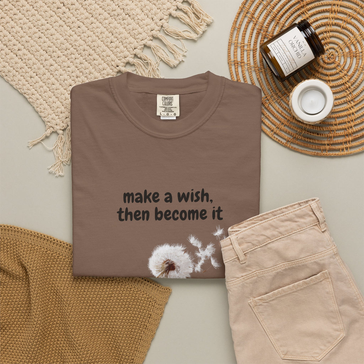 Dandelion Wish T-Shirt — "Make a Wish, Then Become It" Inspirational Tee
