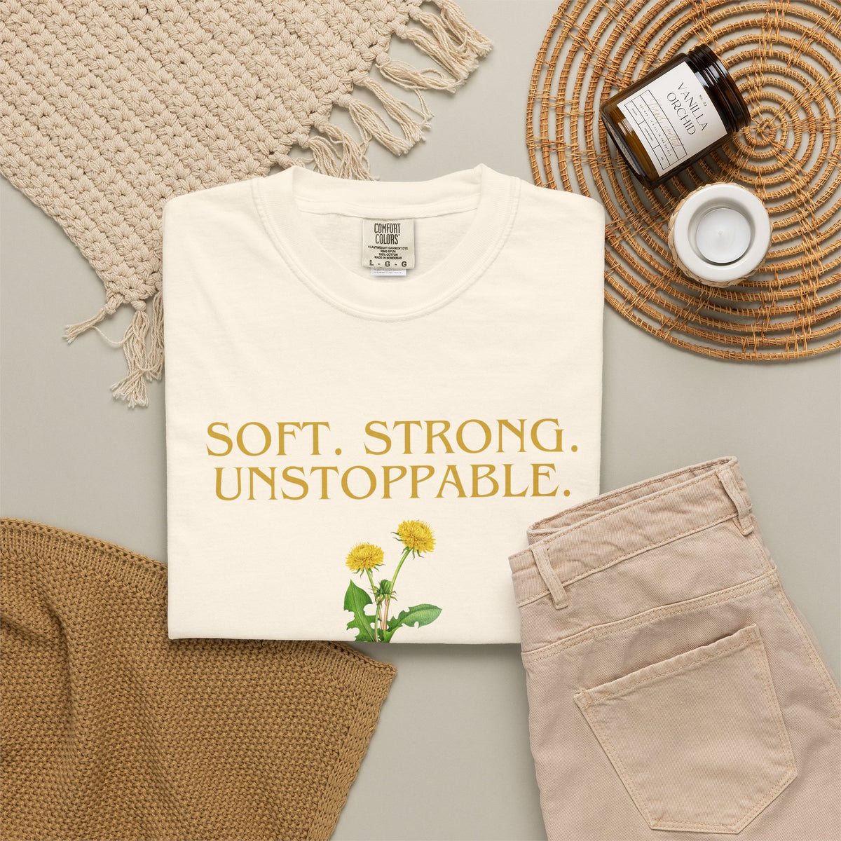 Soft. Strong. Unstoppable. T-Shirt — Floral Empowerment Tee