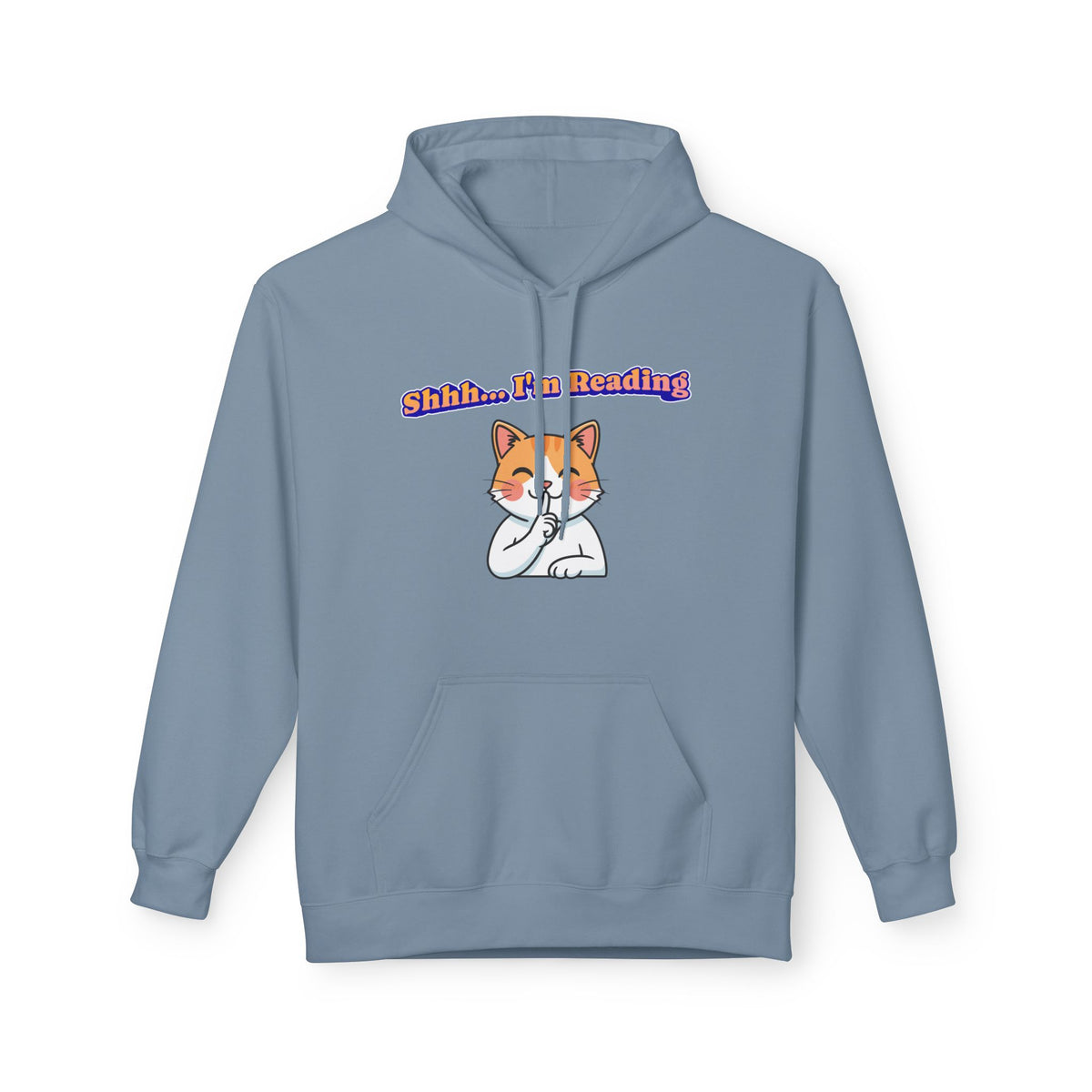 Reading Cat Hoodie — "Shhh... I'm Reading" Cute Cat Graphic Pullover