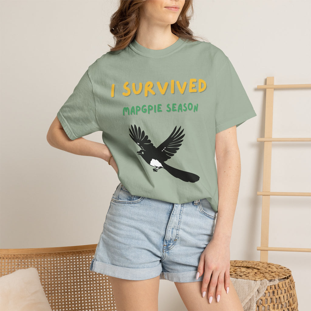 I Survived Magpie Season T-Shirt | Magpie Bird Graphic Tee
