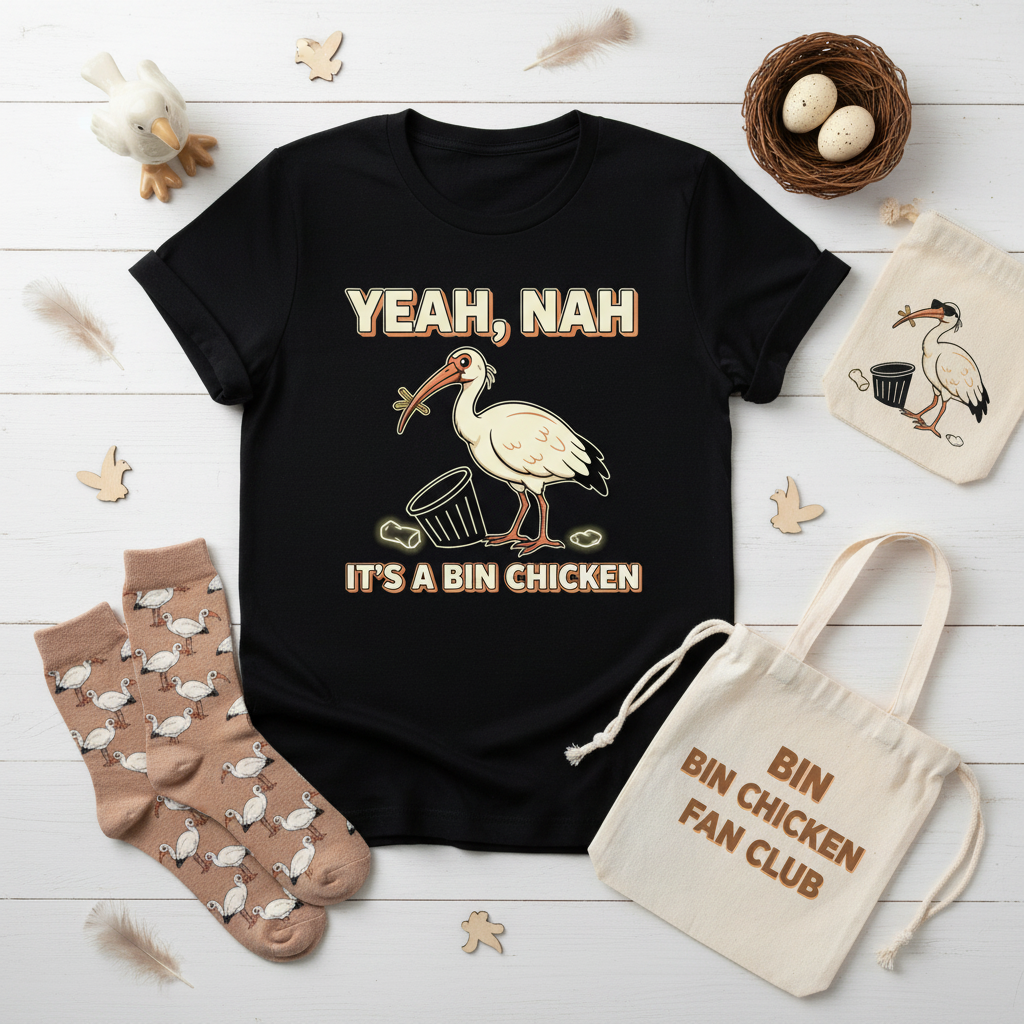 Yeah Nah It's a Bin Chicken T-Shirt | Funny Australian Ibis Gift Tee for Aussie Humour Fans