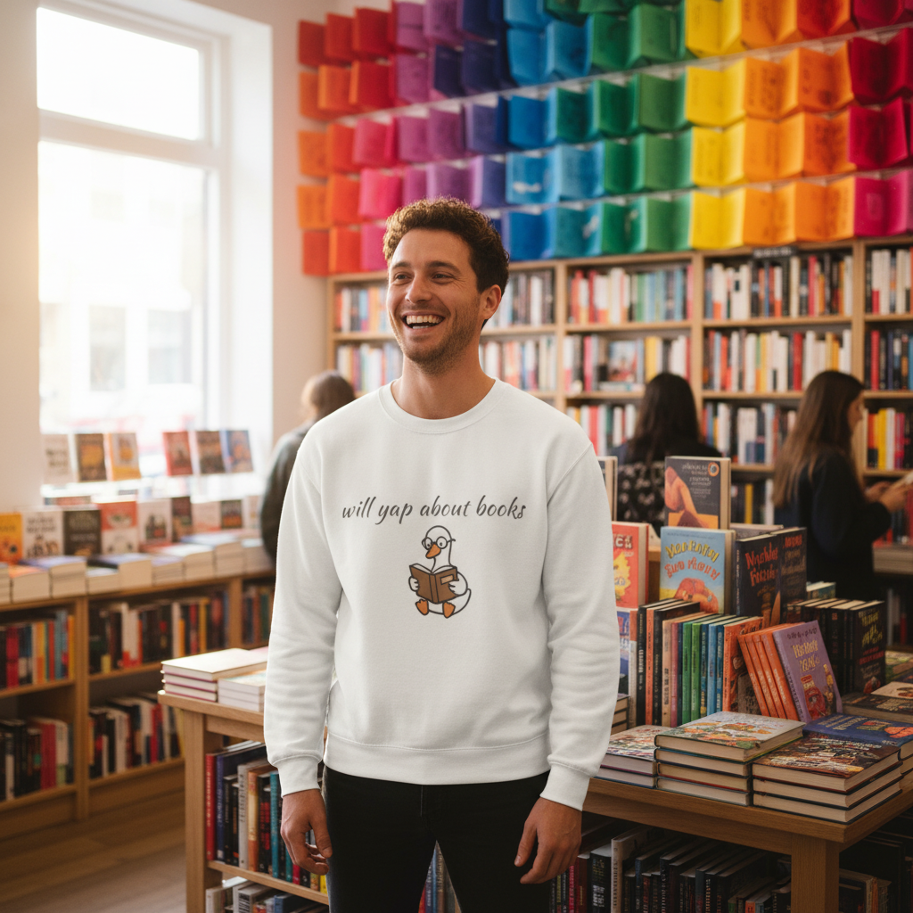 Will Yap About Books Duck Sweatshirt | Cozy Book Lover Gift for Bookworms & Readers