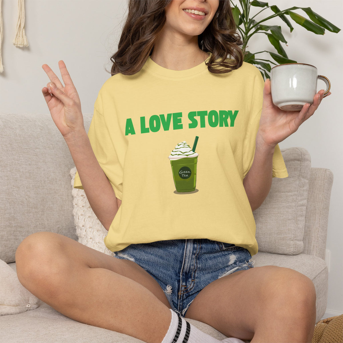 A Love Story Matcha Tee – Cute Matcha Drink Graphic T-Shirt