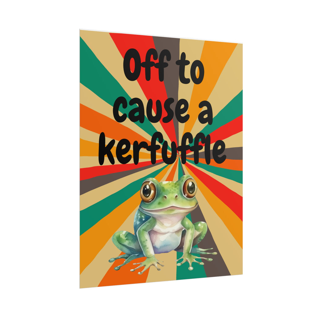 Off to Cause a Kerfuffle Frog Poster | Retro Vibe Funny Frog Wall Art