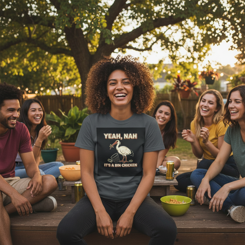 Yeah Nah It's a Bin Chicken T-Shirt | Funny Australian Ibis Gift Tee for Aussie Fans