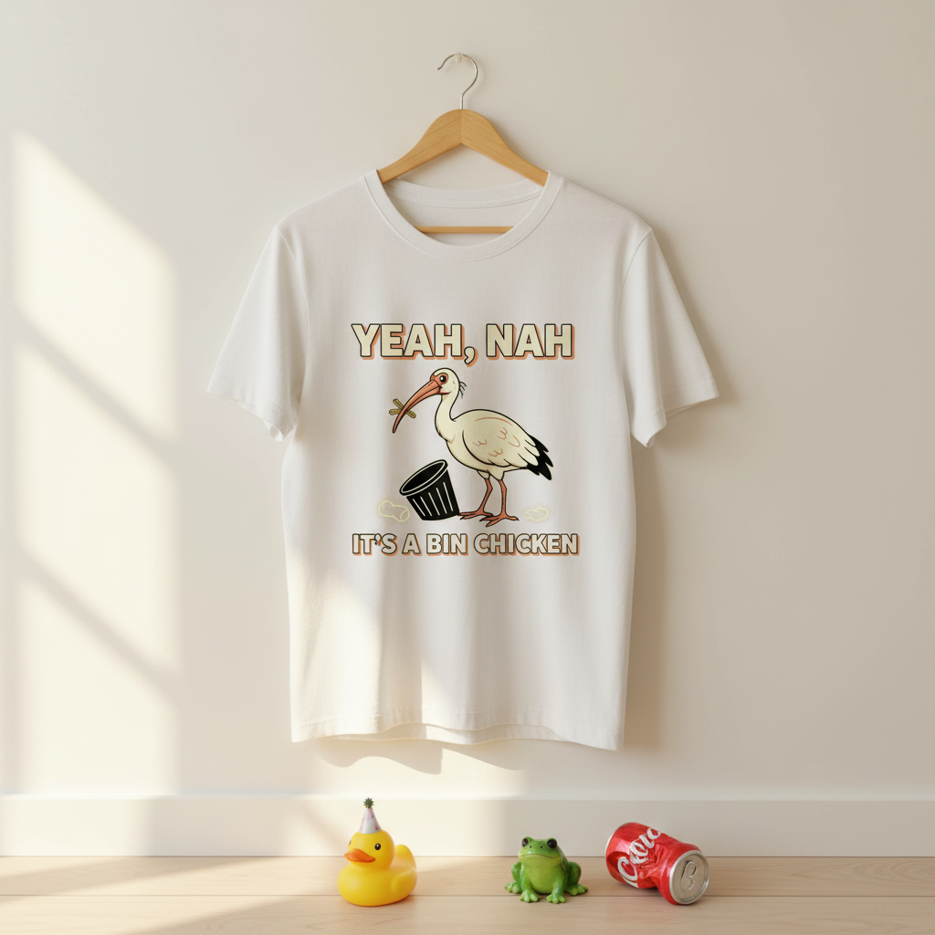 Yeah Nah It's a Bin Chicken T-Shirt | Funny Australian Ibis Gift Tee for Aussie Humour Fans