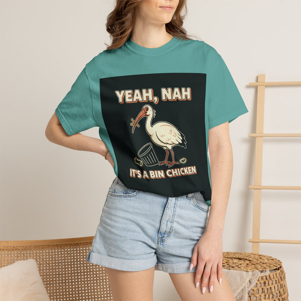 Yeah Nah It's a Bin Chicken T-Shirt | Funny Australian Ibis Gift Tee for Aussie Fans