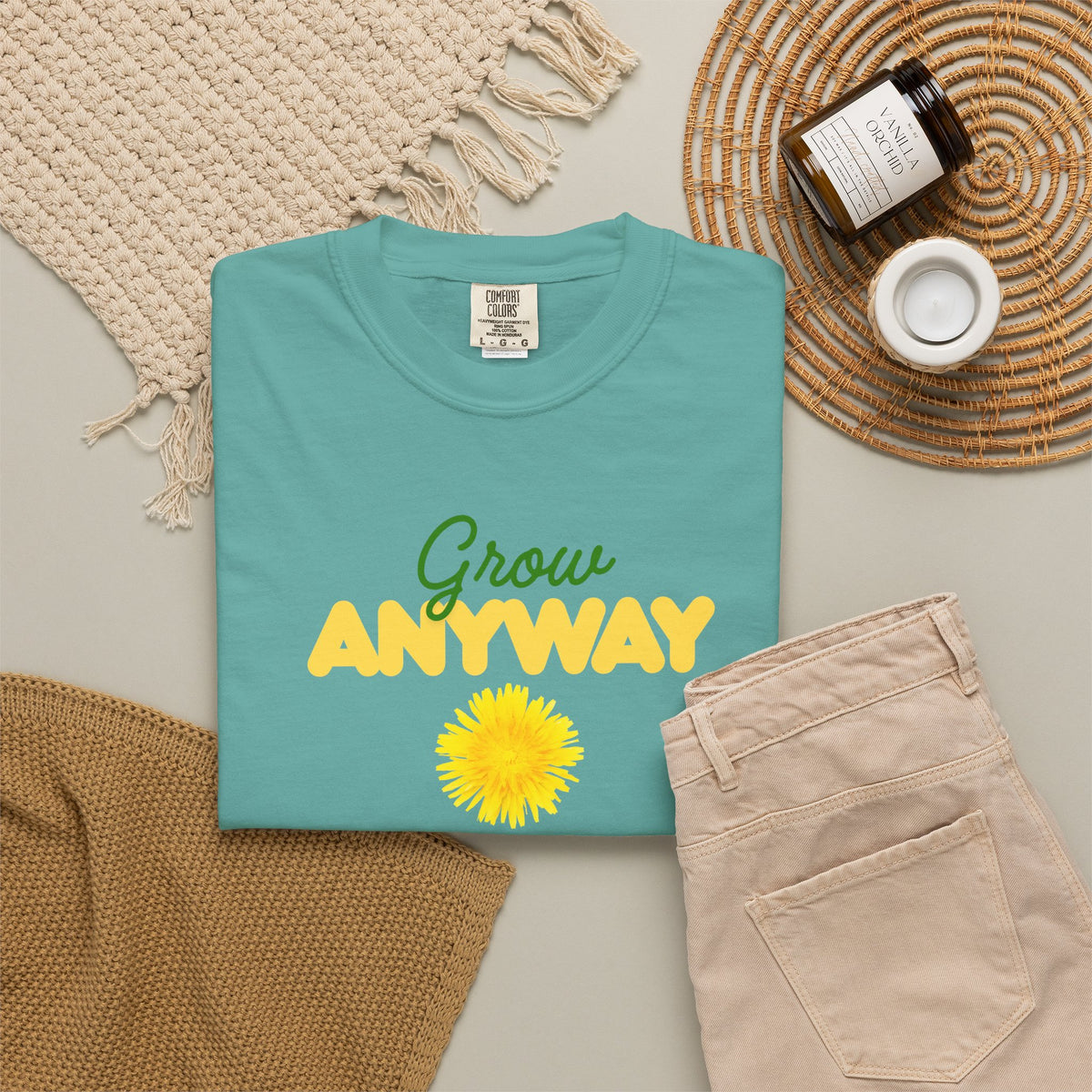 Grow Anyway T-Shirt — Floral Positive Vibe Tee