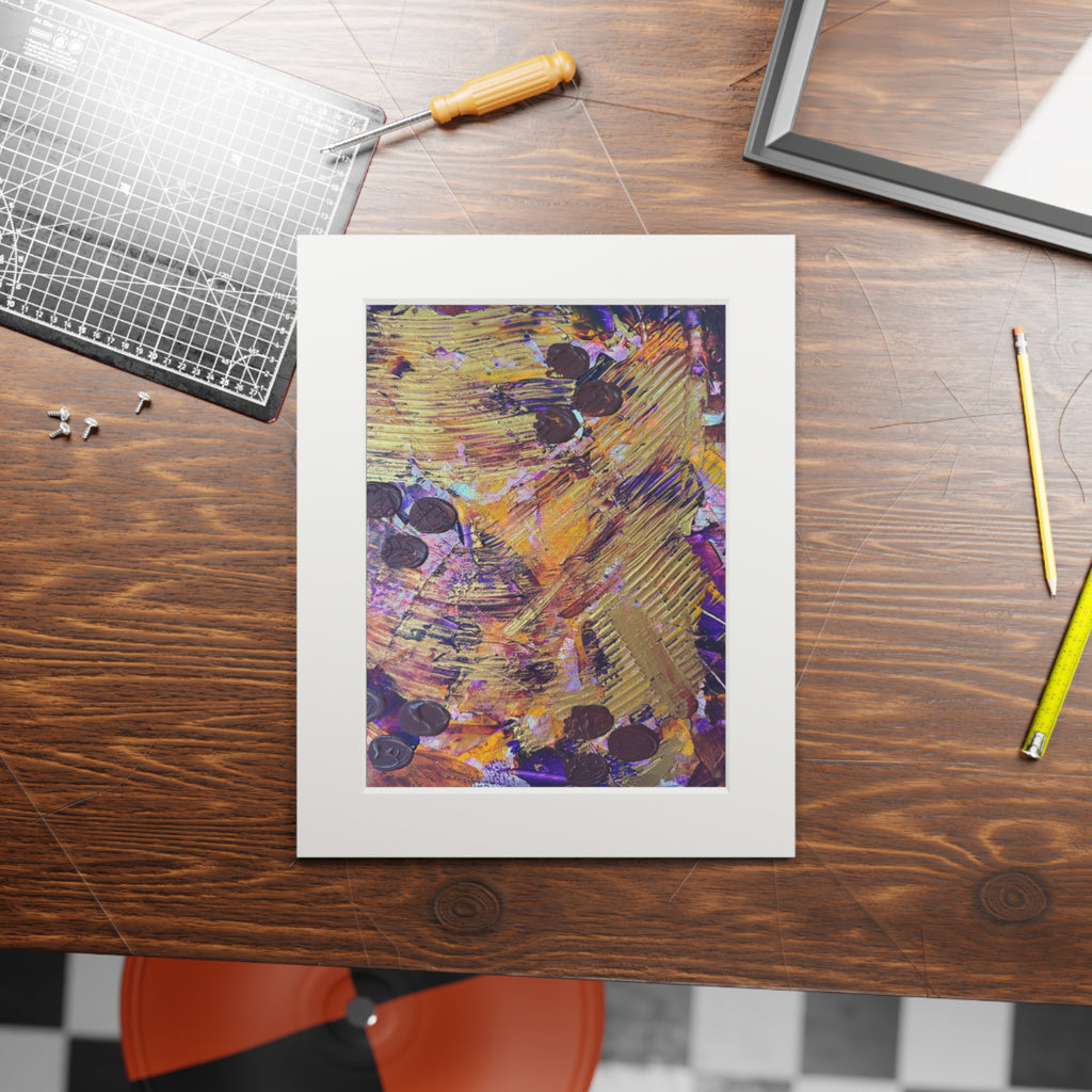 Golden Whispers Giclée Abstract Art Print | Passepartout Mounted Fine Art Print | Modern Colourful Wall Art