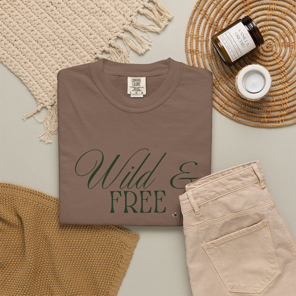 Wild & Free Script T-Shirt | Boho Nature Graphic Tee