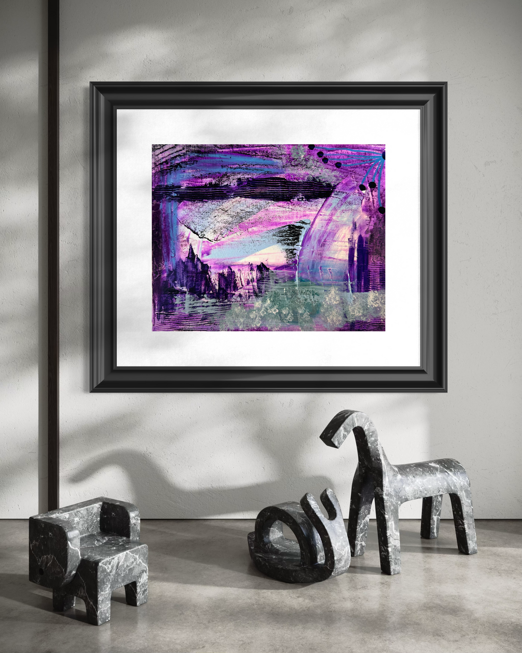 Lavender Forest Giclée Abstract Art Print | Passepartout Mounted Fine Art Print | Modern Colourful Wall Art