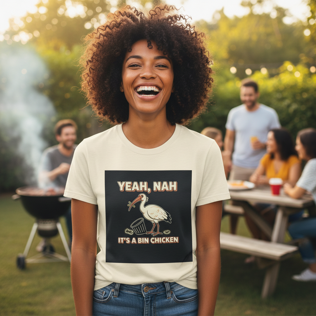 Yeah Nah It's a Bin Chicken T-Shirt | Funny Australian Ibis Gift Tee for Aussie Fans