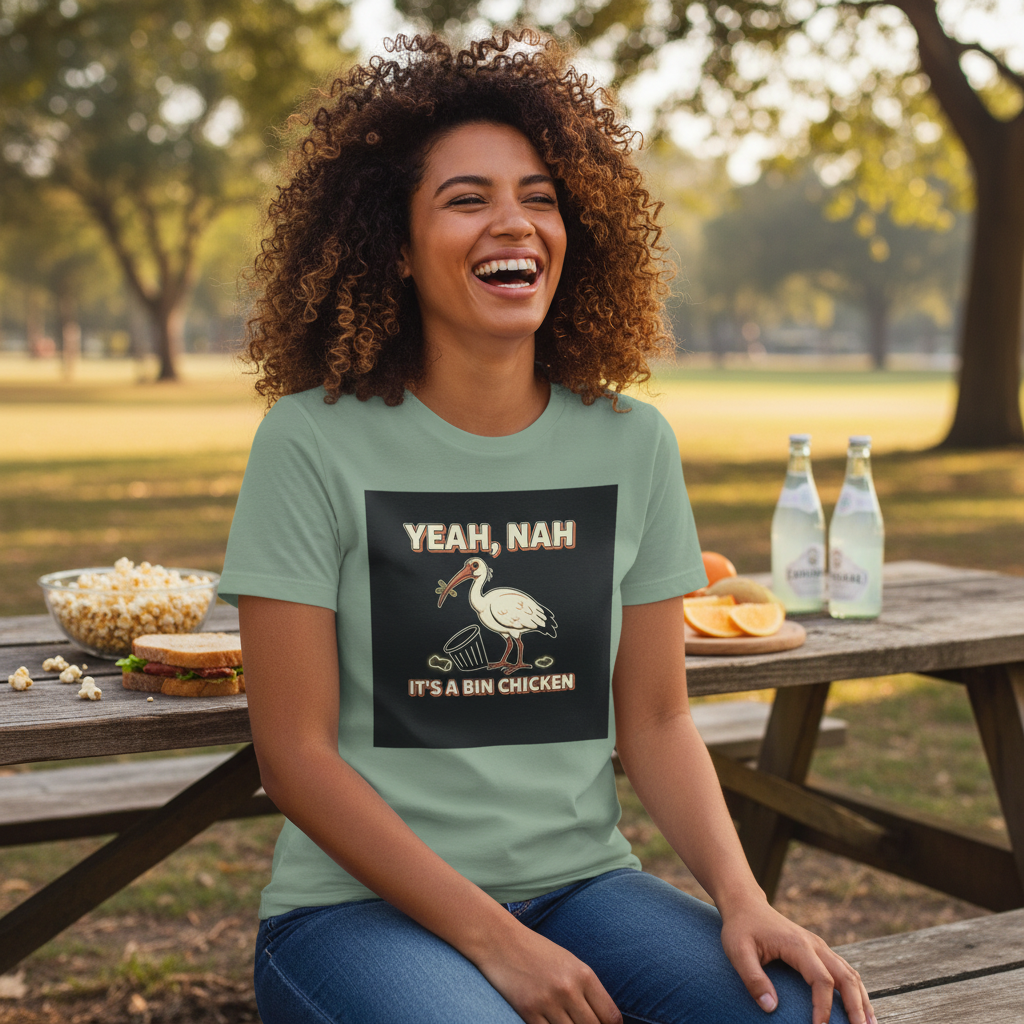 Yeah Nah It's a Bin Chicken T-Shirt | Funny Australian Ibis Gift Tee for Aussie Fans