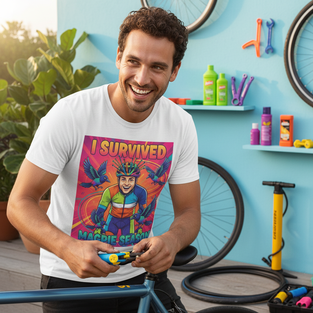 I Survived Magpie Season T-Shirt | Funny Cyclist Magpie Tee for Aussie Bike Riders