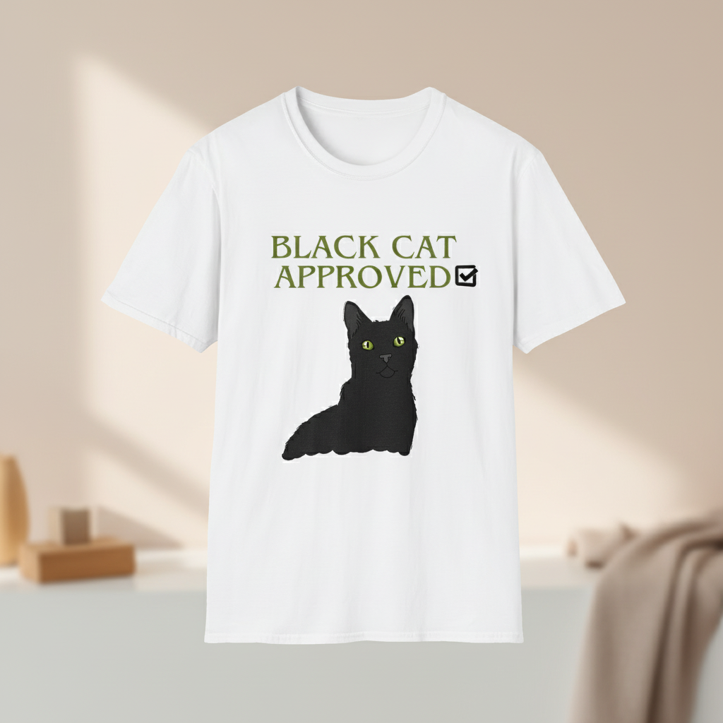 Black Cat Approved T-Shirt | Cute Black Cat Lover Gift Tee for Cat Fans