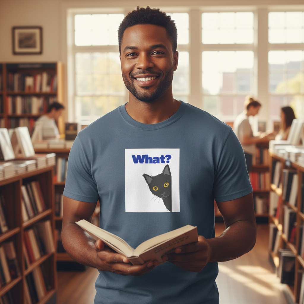 Peekaboo Black Cat "What?" T-shirt | Cat Lover Tee