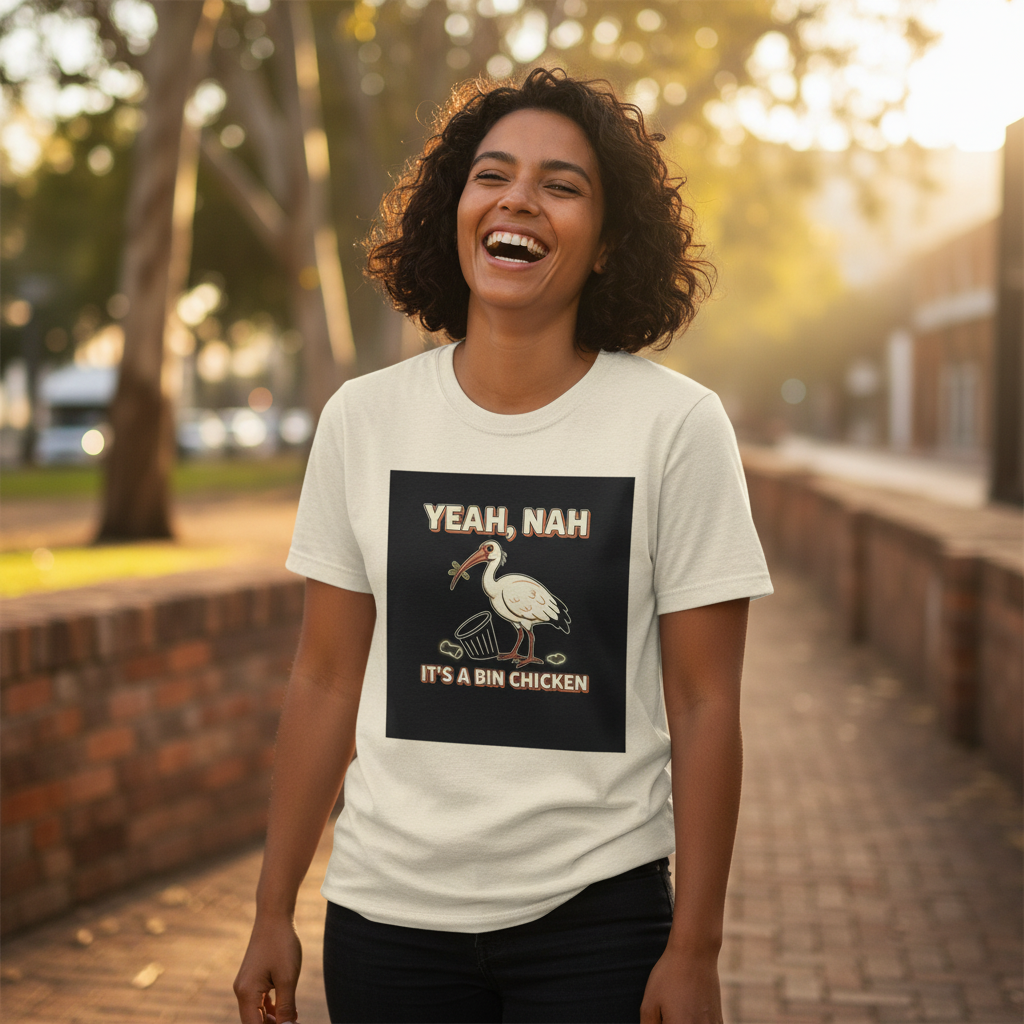 Yeah Nah It's a Bin Chicken T-Shirt | Funny Australian Ibis Gift Tee for Aussie Fans