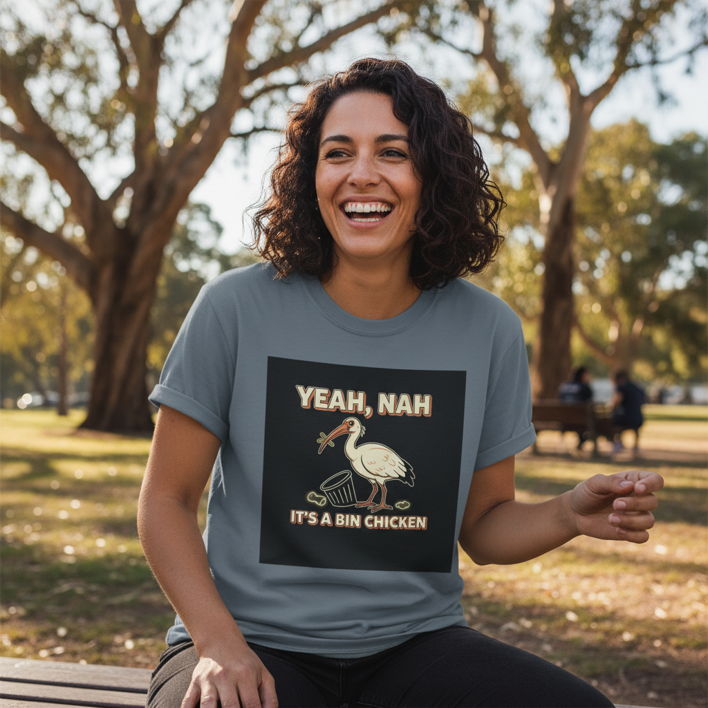 Yeah Nah It's a Bin Chicken T-Shirt | Funny Australian Ibis Gift Tee for Aussie Fans