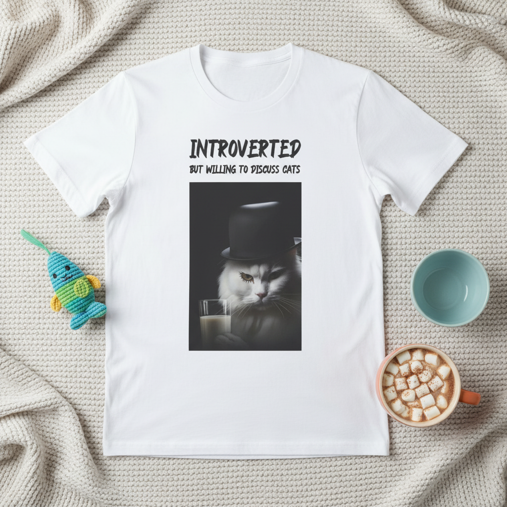 Introverted Cat Lover T-Shirt | Funny Cat Gift Tee for Cat Mums, Dads & Introverts
