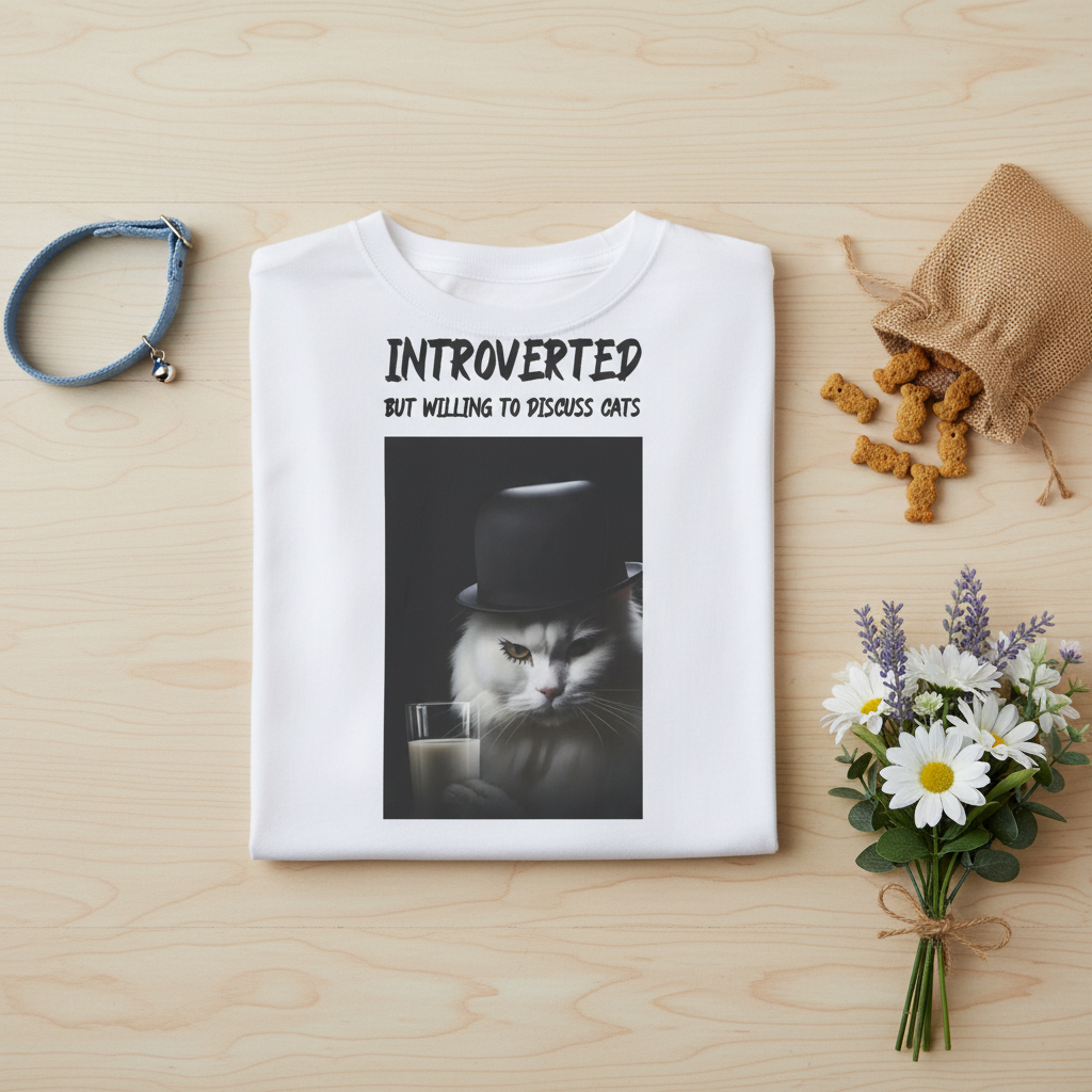 Introverted Cat Lover T-Shirt | Funny Cat Gift Tee for Cat Mums, Dads & Introverts