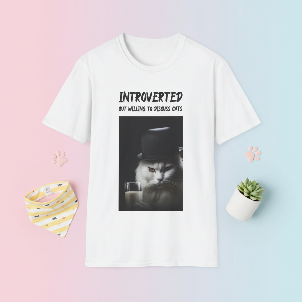 Introverted Cat Lover T-Shirt | Funny Cat Gift Tee for Cat Mums, Dads & Introverts