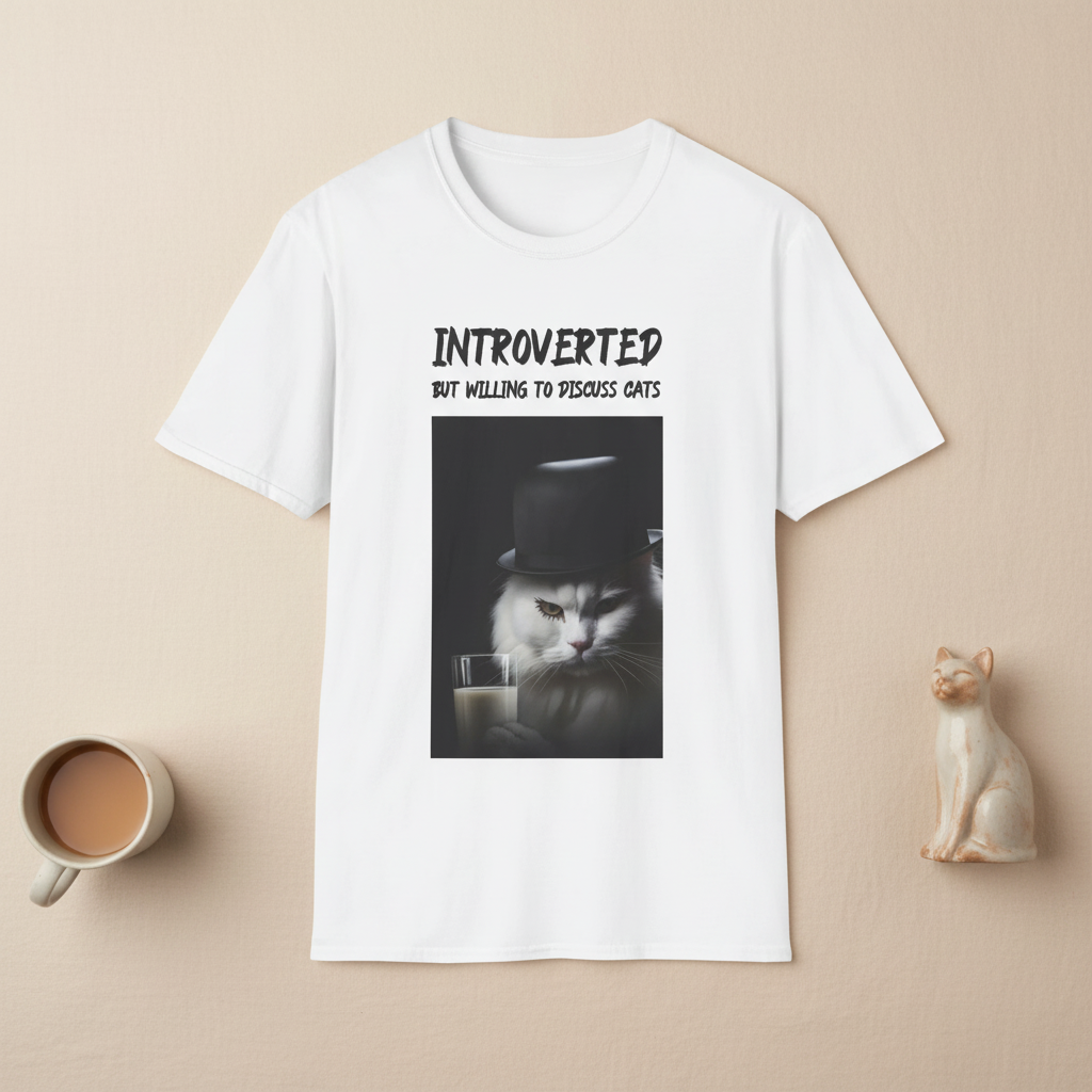 Introverted Cat Lover T-Shirt | Funny Cat Gift Tee for Cat Mums, Dads & Introverts