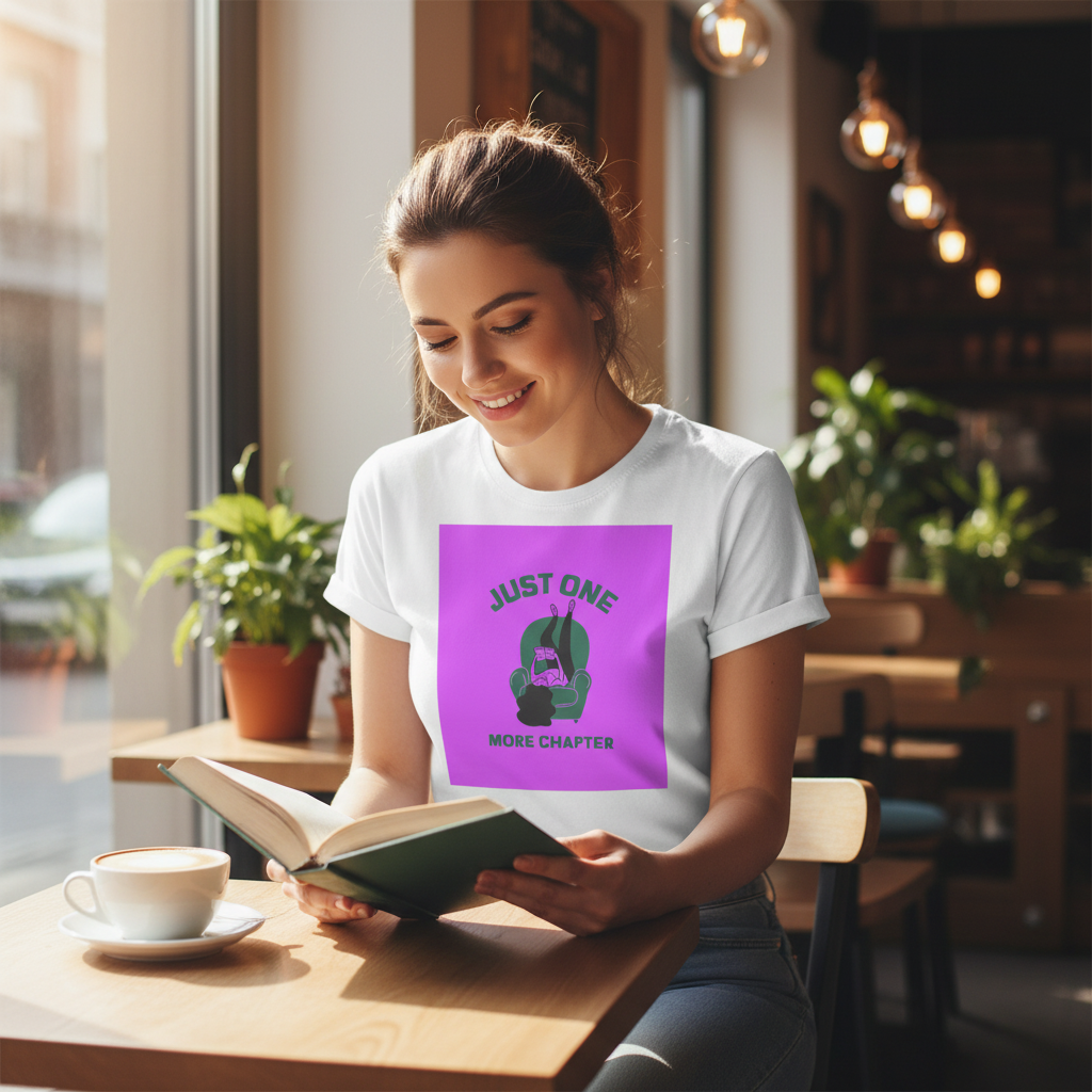 Just One More Chapter T-Shirt | Funny Book Lover Gift Tee for Readers & Book Club