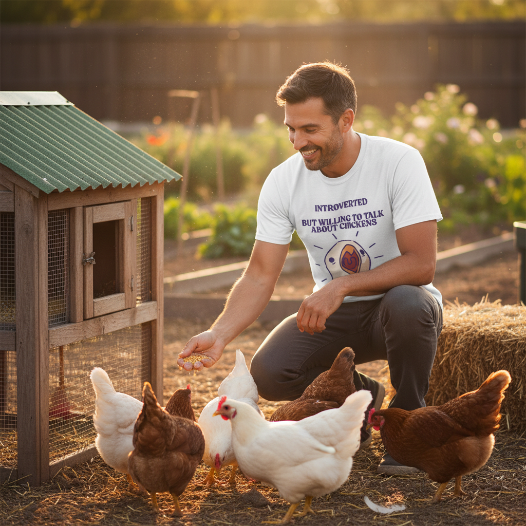 Introverted Chicken Lover T-Shirt | Funny Farm Chicken Gift Tee for Chicken Keepers