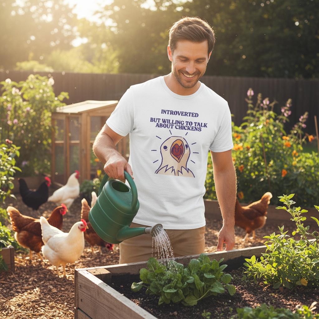 Introverted Chicken Lover T-Shirt | Funny Farm Chicken Gift Tee for Chicken Keepers