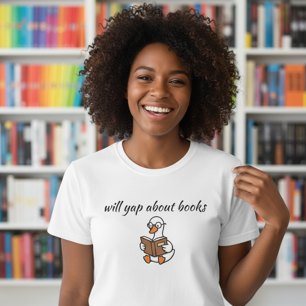 Will Yap About Books Duck Reading Tee | Funny Book Lover Gift T-Shirt for Readers & Book Club