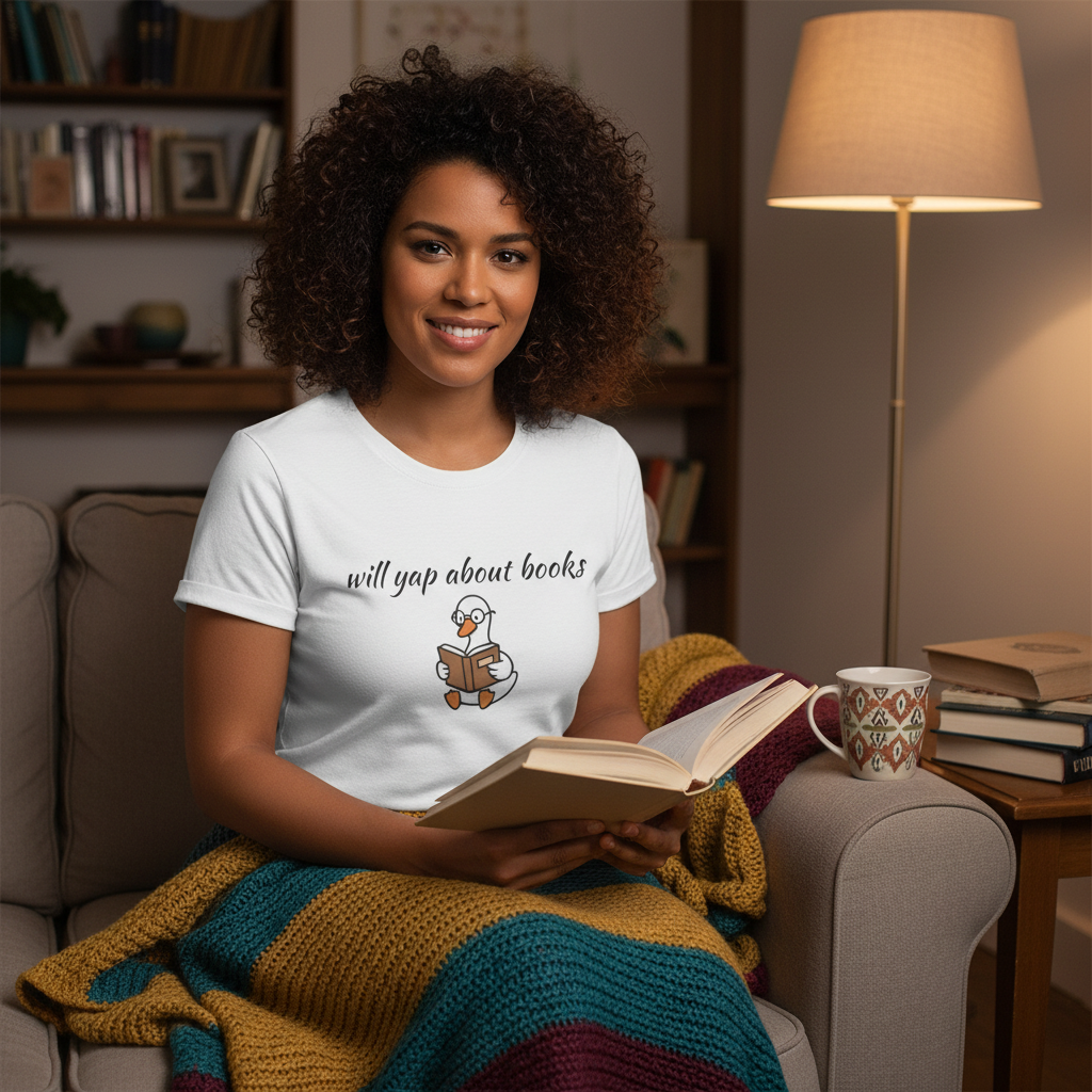 Will Yap About Books Duck Reading Tee | Funny Book Lover Gift T-Shirt for Readers & Book Club