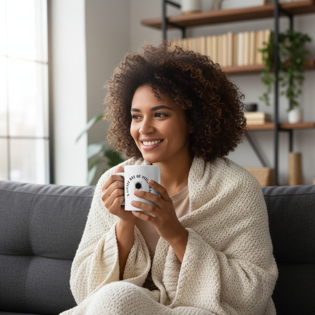 Little Ray of Pitch Black Mug | Ceramic Coffee Cup 11oz
