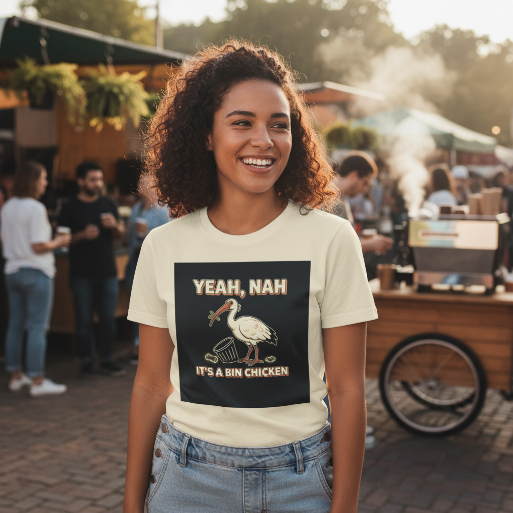 Yeah Nah It's a Bin Chicken T-Shirt | Funny Australian Ibis Gift Tee for Aussie Fans