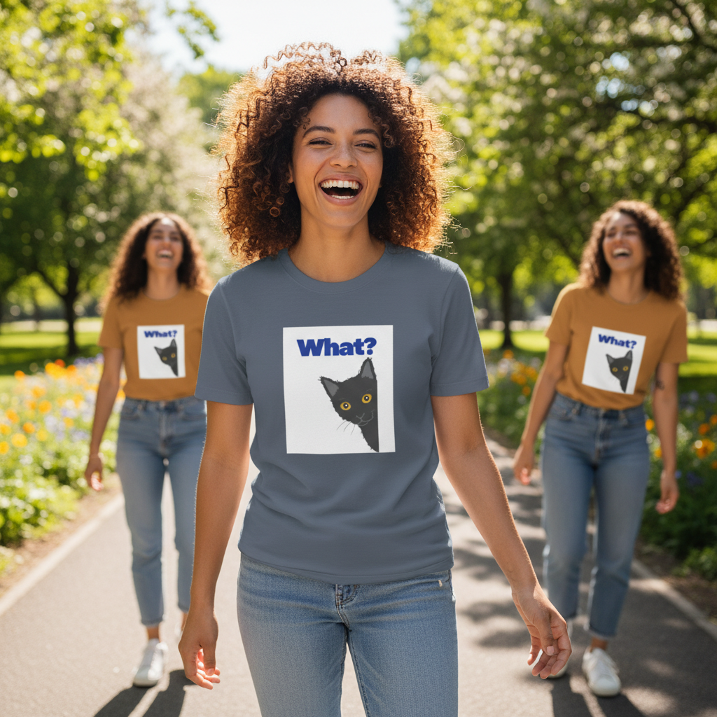 Peekaboo Black Cat "What?" T-shirt | Cat Lover Tee