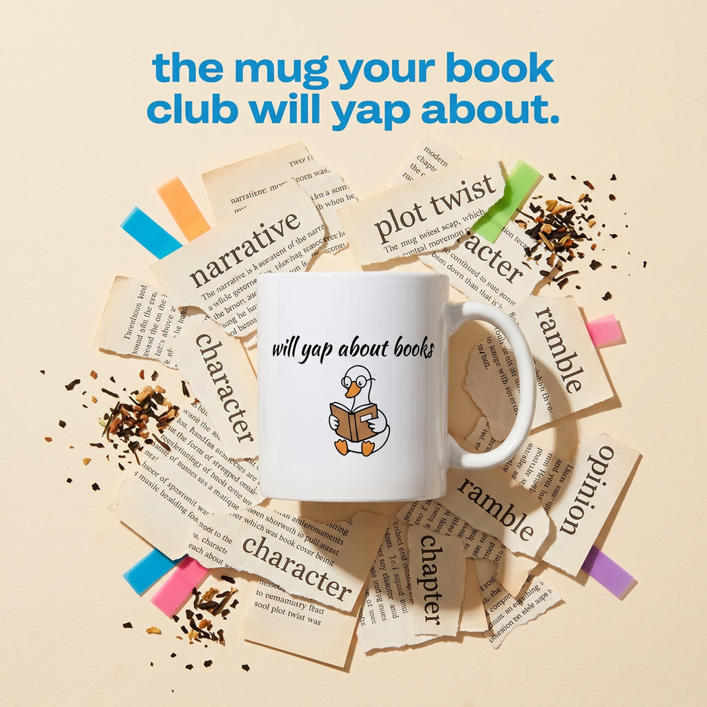 Will Yap About Books Duck Mug | Funny Book Lover Gift Mug for Readers & Book Club