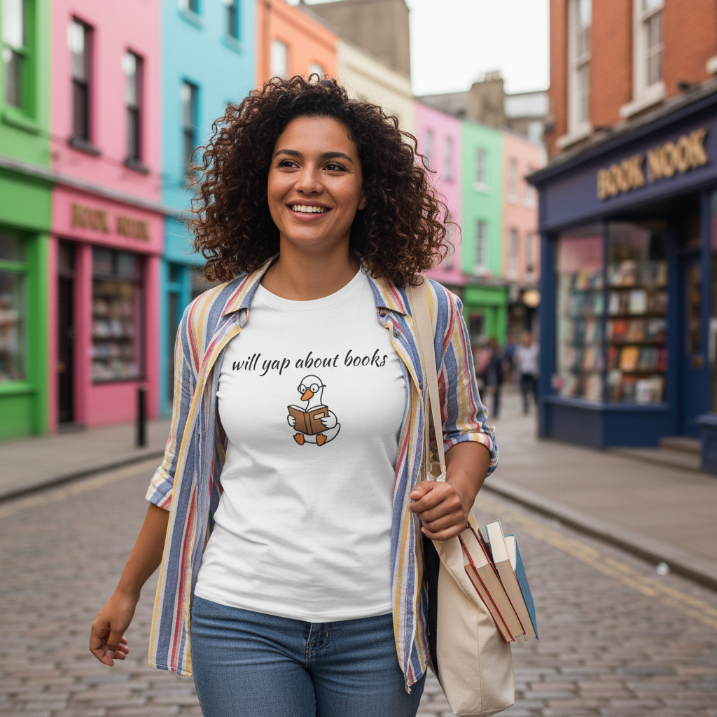 Will Yap About Books Duck Reading Tee | Funny Book Lover Gift T-Shirt for Readers & Book Club