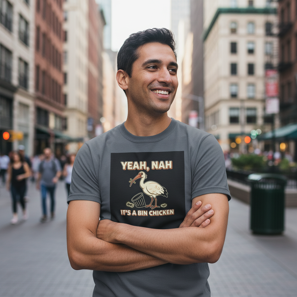 Yeah Nah It's a Bin Chicken T-Shirt | Funny Australian Ibis Gift Tee for Aussie Fans