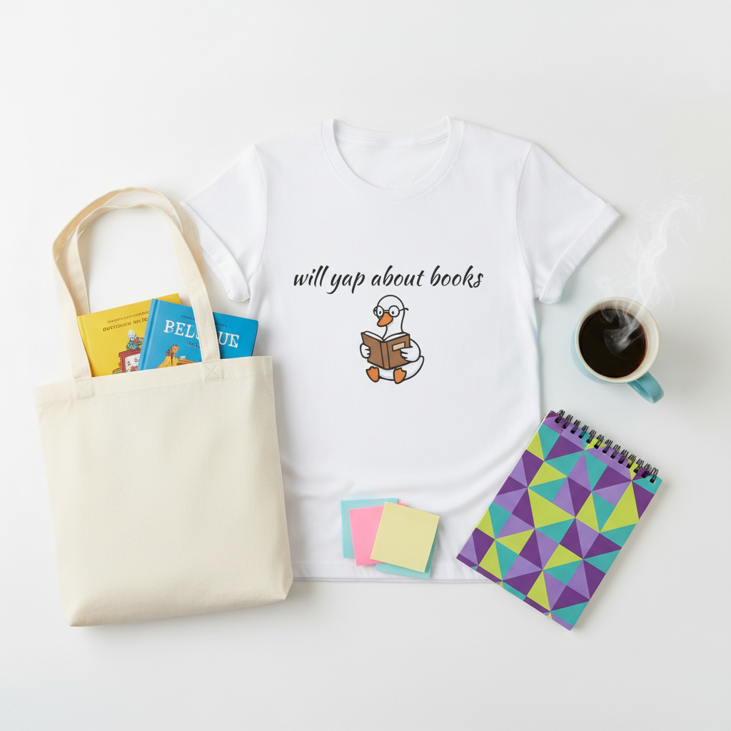 Will Yap About Books Duck Reading Tee | Funny Book Lover Gift T-Shirt for Readers & Book Club