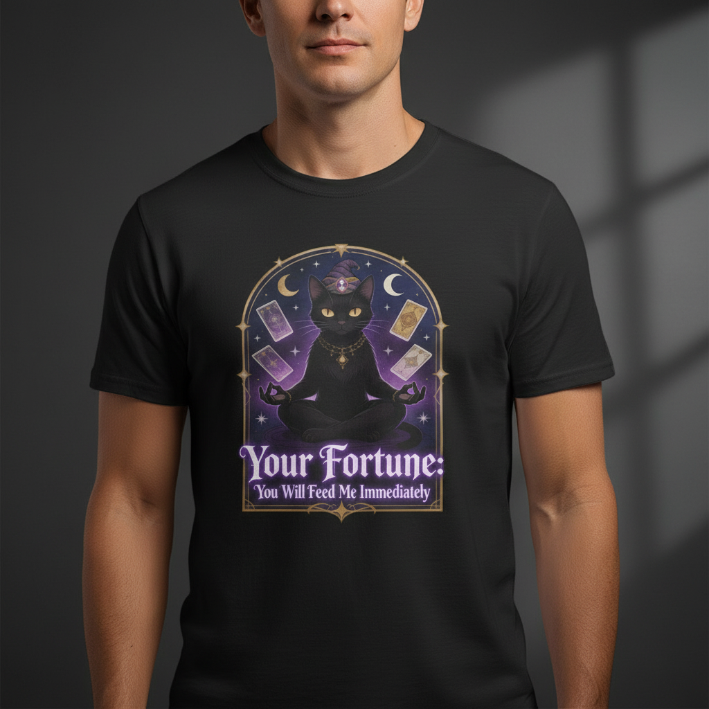 Fortune Telling Black Cat T-Shirt | Witchy Cat Lover Gift Tee for Gothic Cat Fans