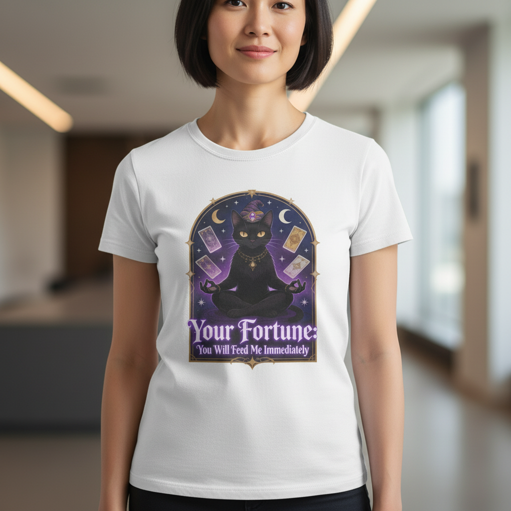 Fortune Telling Black Cat T-Shirt | Witchy Cat Lover Gift Tee for Gothic Cat Fans