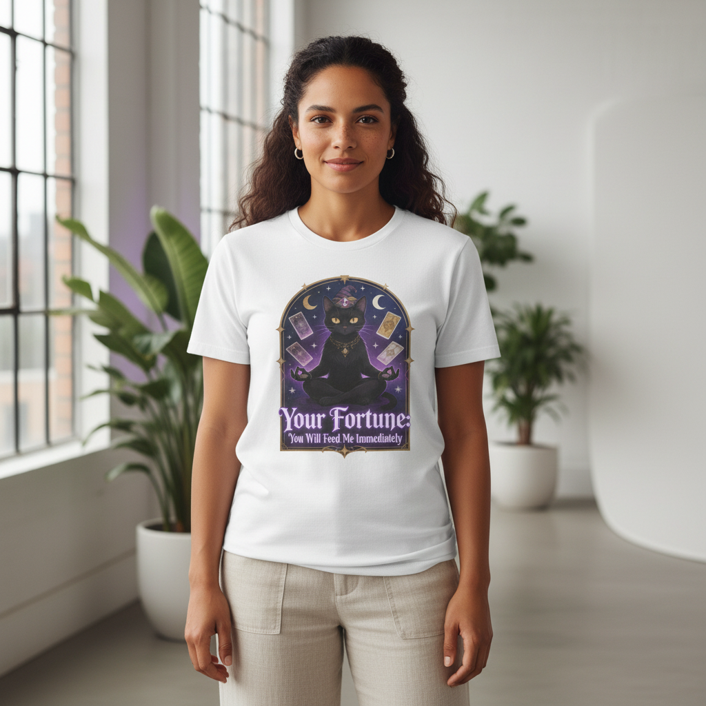 Fortune Telling Black Cat T-Shirt | Witchy Cat Lover Gift Tee for Gothic Cat Fans