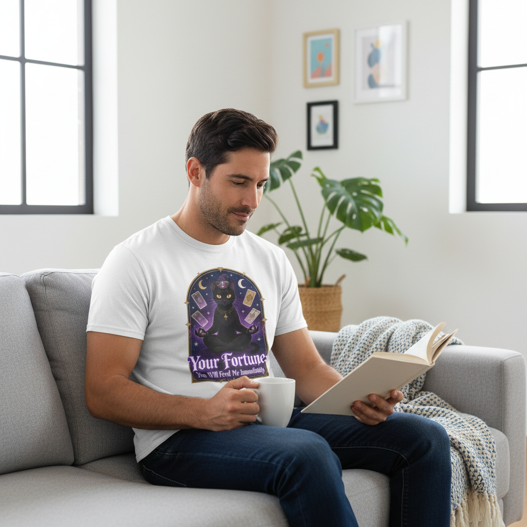 Fortune Telling Black Cat T-Shirt | Witchy Cat Lover Gift Tee for Gothic Cat Fans