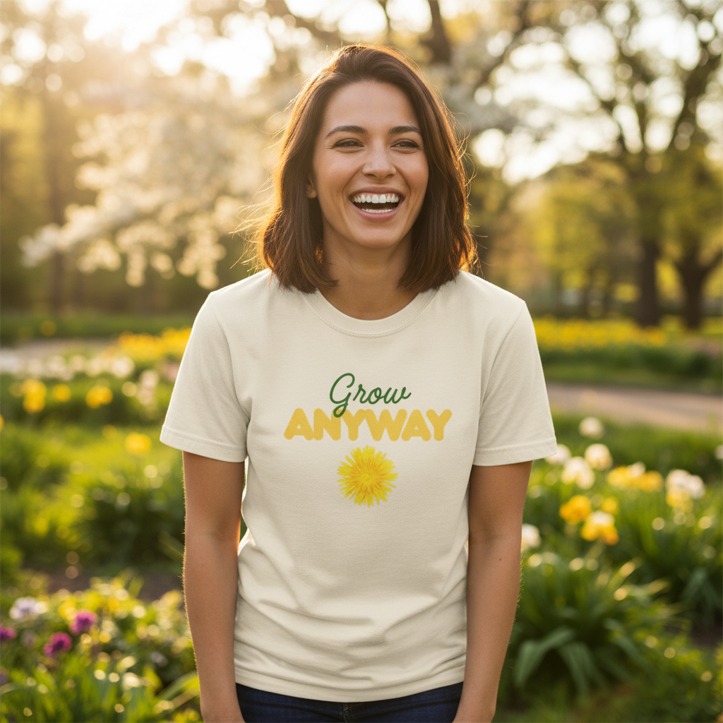 Grow Anyway T-Shirt — Floral Positive Vibe Tee