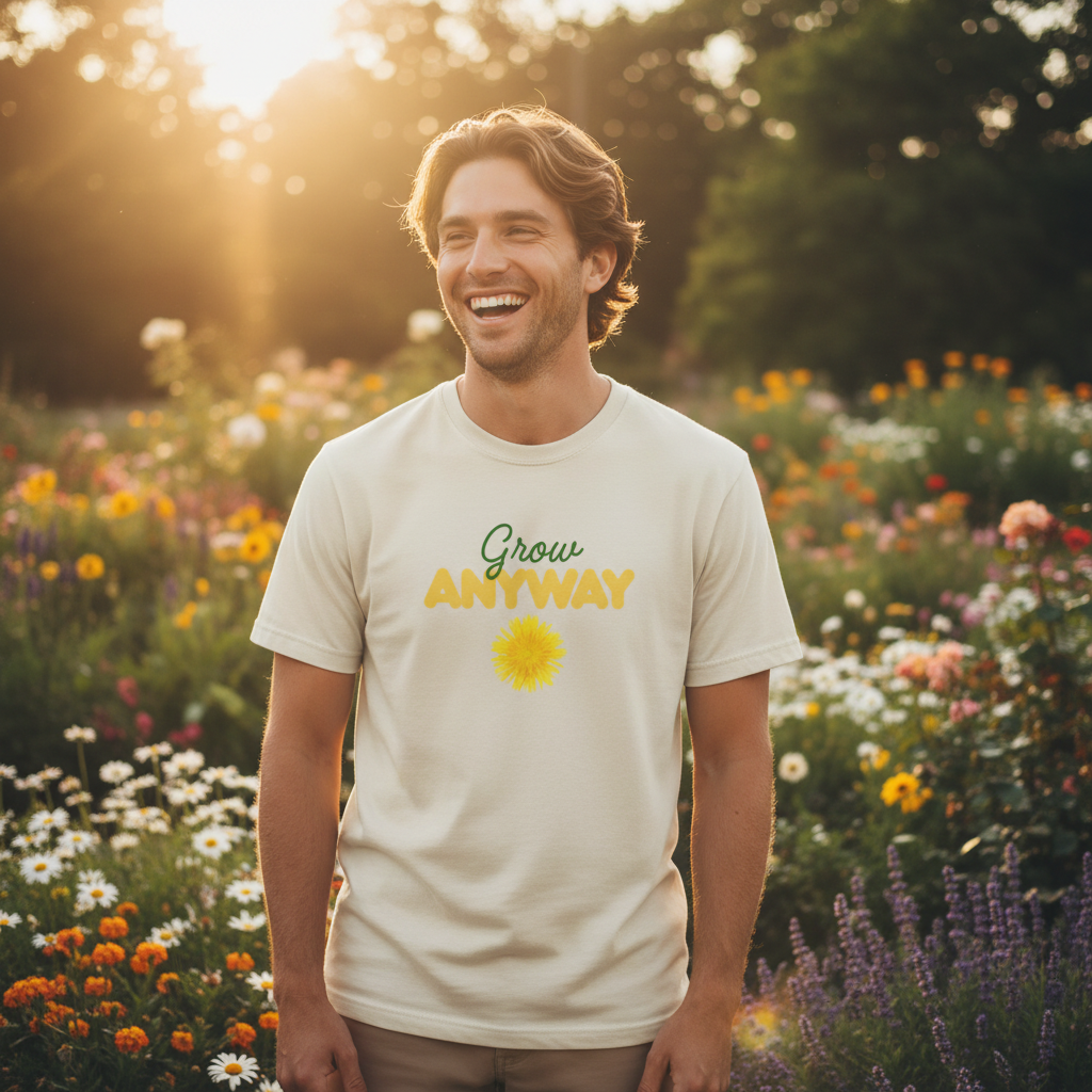 Grow Anyway T-Shirt — Floral Positive Vibe Tee