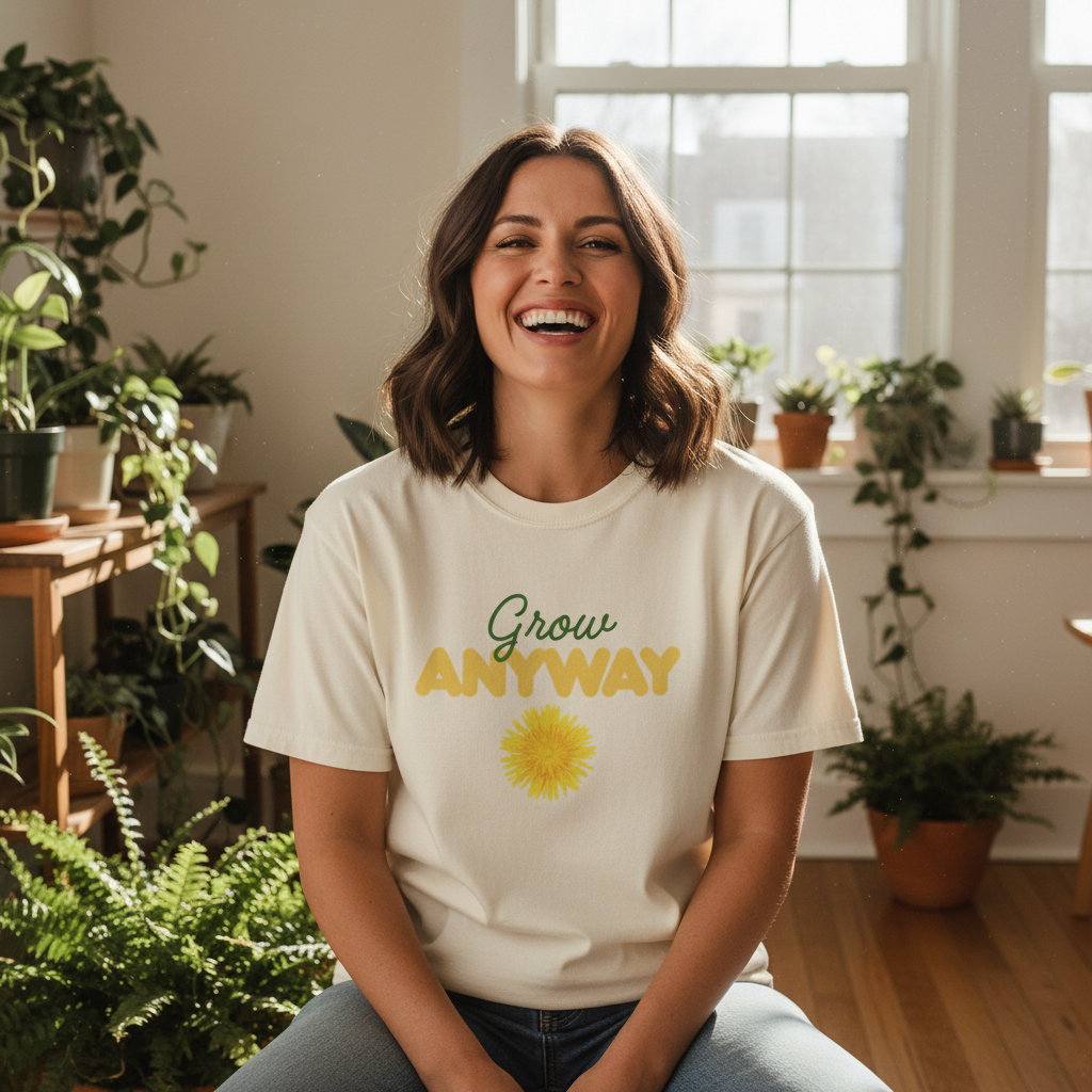 Grow Anyway T-Shirt — Floral Positive Vibe Tee